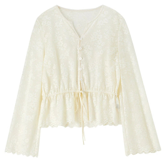 Lace Drawstring-Waist Top