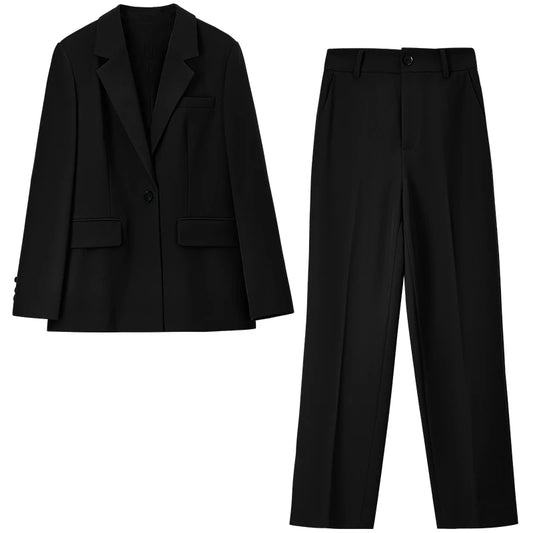 Notched-Lapel Blazer and Ankle Pants Set