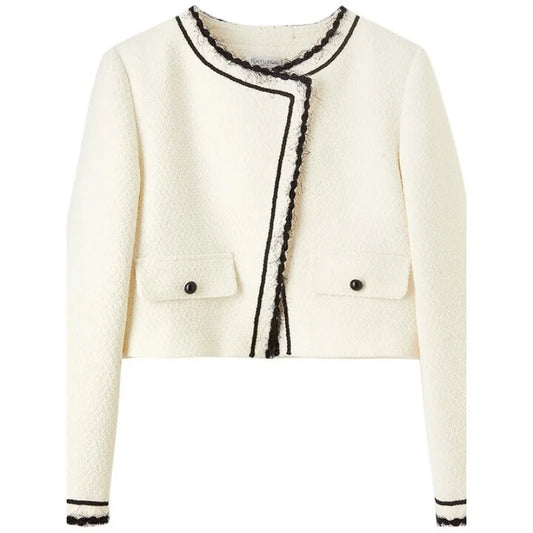 Contrast-Trim Cropped Jacket