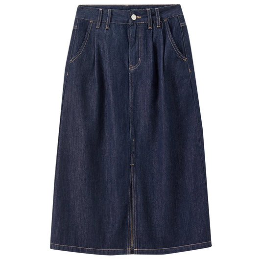 Contrast-Stitch A-Line Skirt