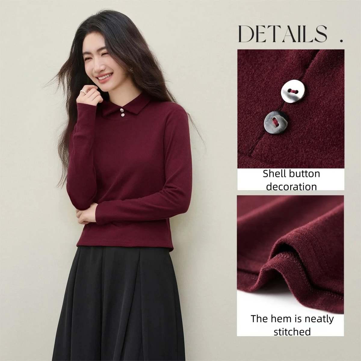 Long-Sleeve Polo Top