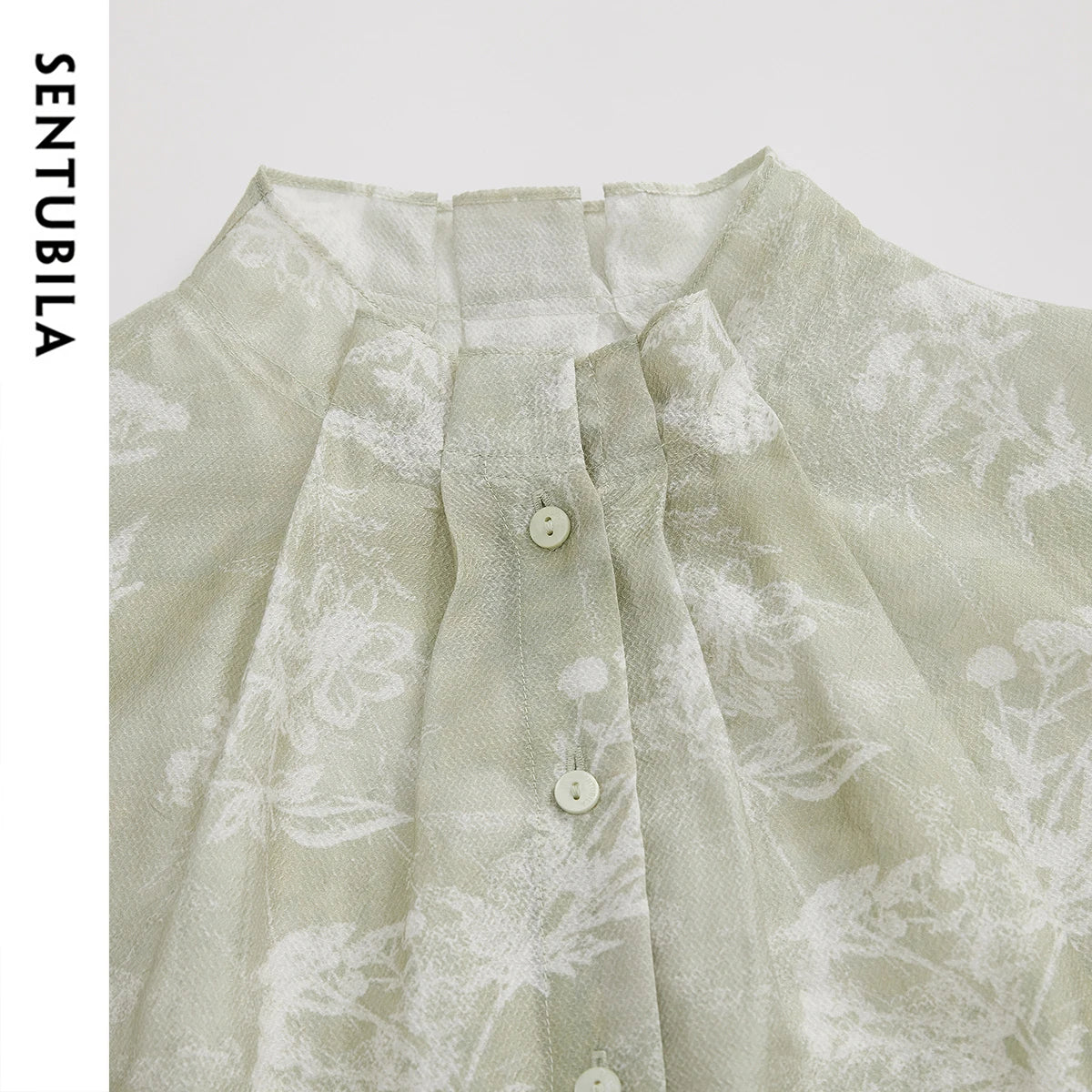 Floral Ruffle-Collar Blouse
