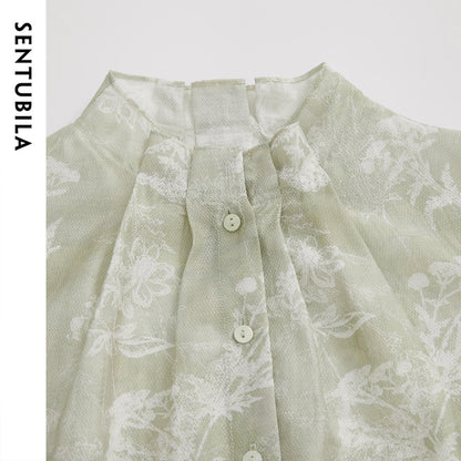 Floral Ruffle-Collar Blouse