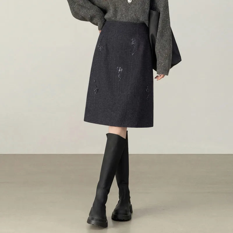 Embellished Straight Skirt