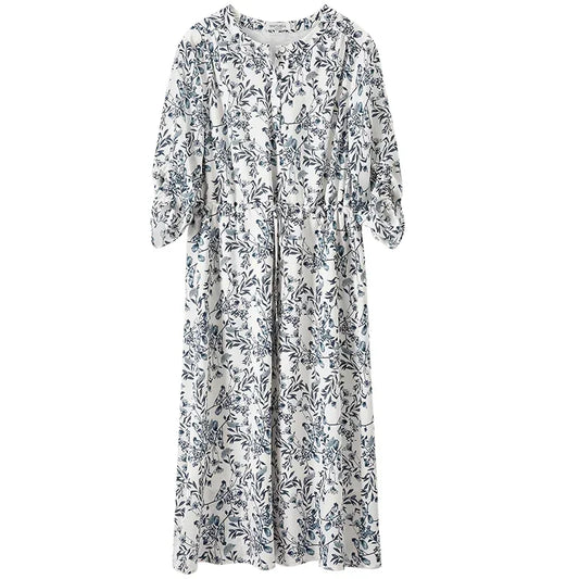 Floral Three-Quarter-Sleeve Dress