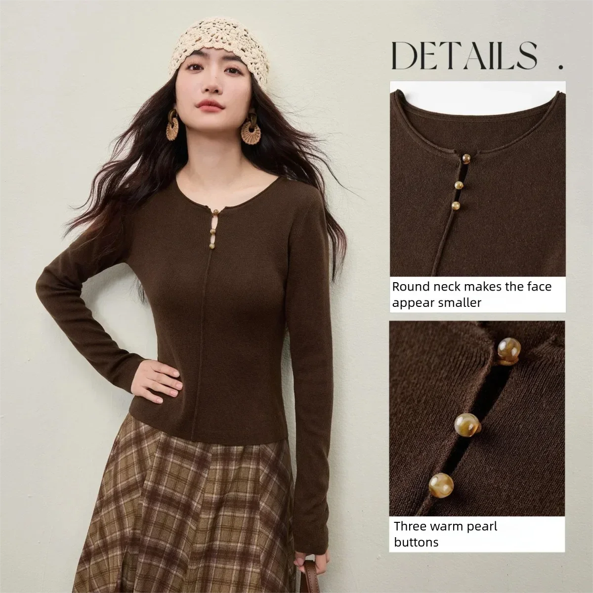 Split-Neck Long-Sleeve Top