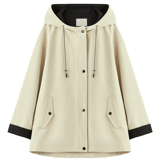 Contrast-Cuff Hooded Jacket