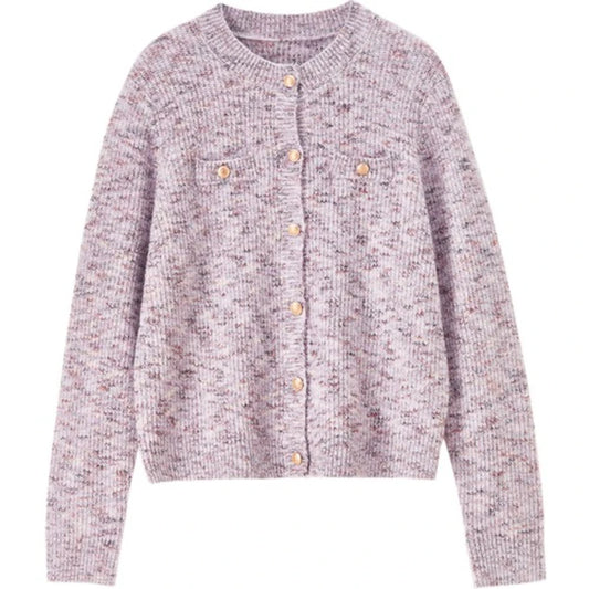 Textured Round-Neck Cardigan