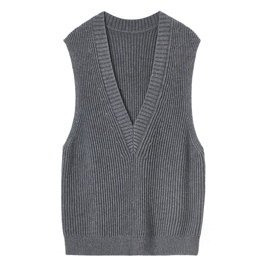 Ribbed Deep-V Sweater Vest