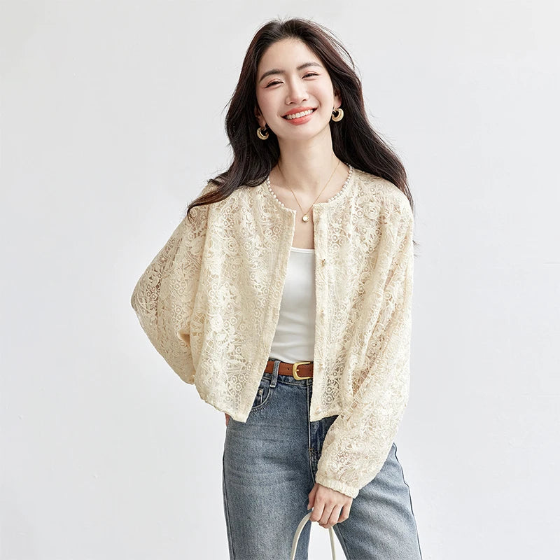 Floral Lace Cropped Jacket
