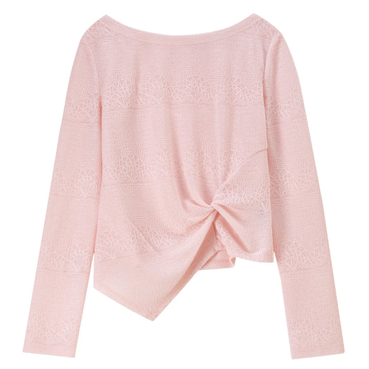 Twist-Hem Long-Sleeve Top