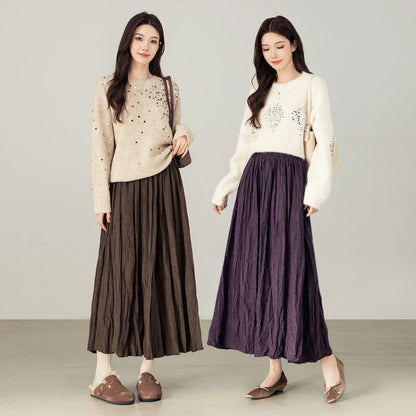 Crinkled A-Line Skirt