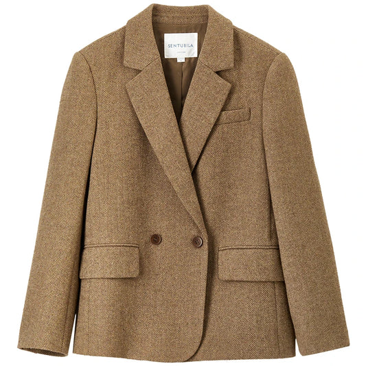 Double-Breasted Notched-Lapel Blazer