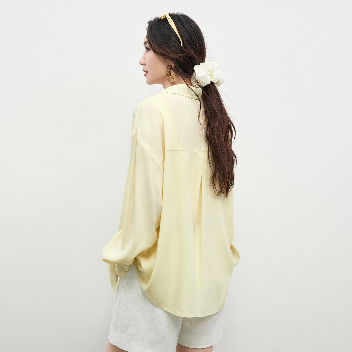 Contrast-Cuff Collared Shirt