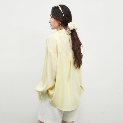 Contrast-Cuff Collared Shirt