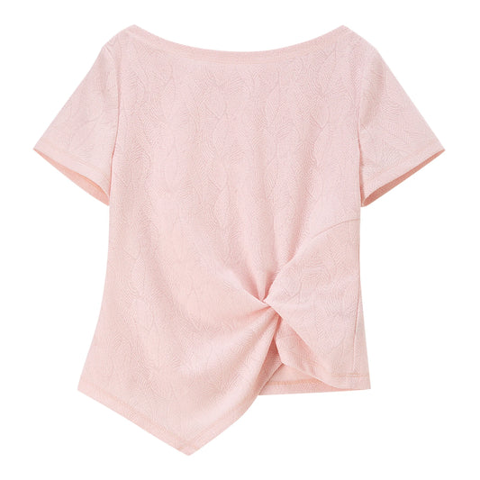 Twist-Hem Short-Sleeve Top