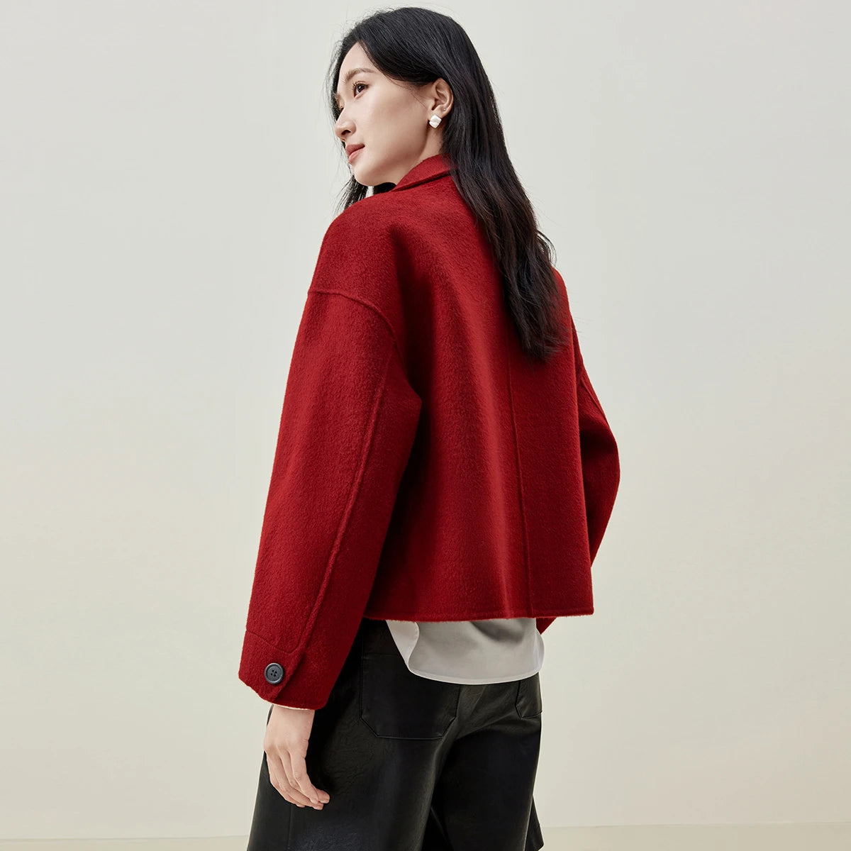 Stand-Collar Double-Breasted Jacket