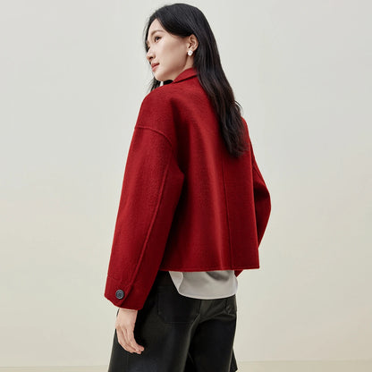 Stand-Collar Double-Breasted Jacket