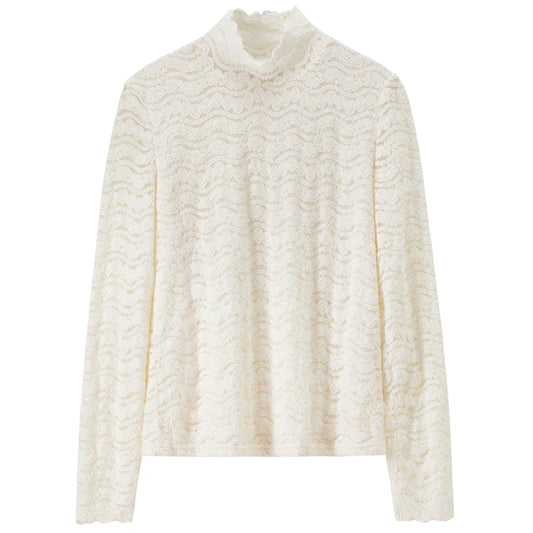 Lace Mock-Neck Long-Sleeve Top