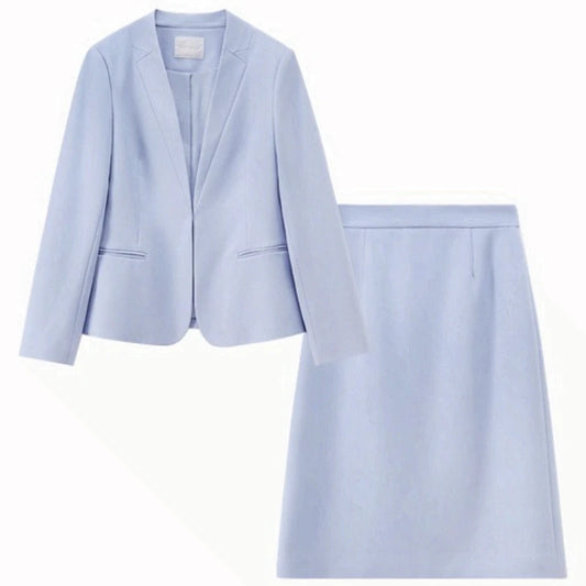 Collarless Blazer and Skirt Set