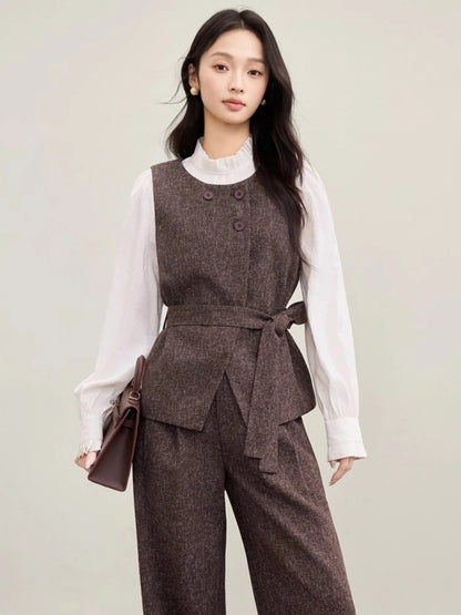 Textured Vest and Pants Set