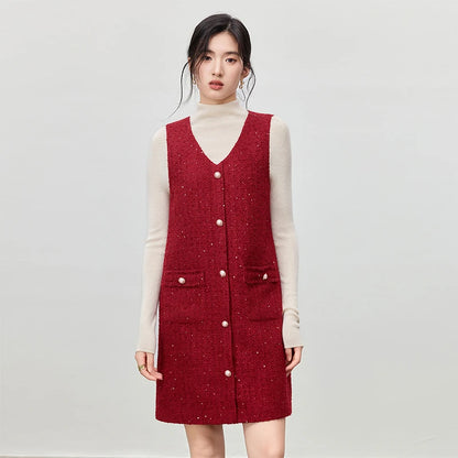Button-Front Sleeveless Mini Dress