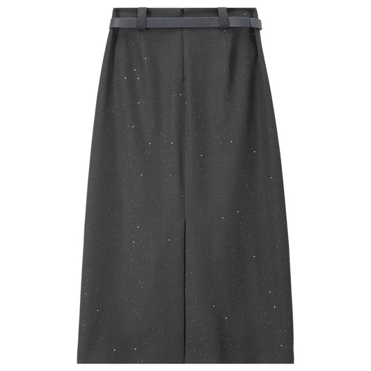 Back-Slit Straight Midi Skirt