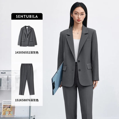 Notched-Lapel Blazer and Pants Set