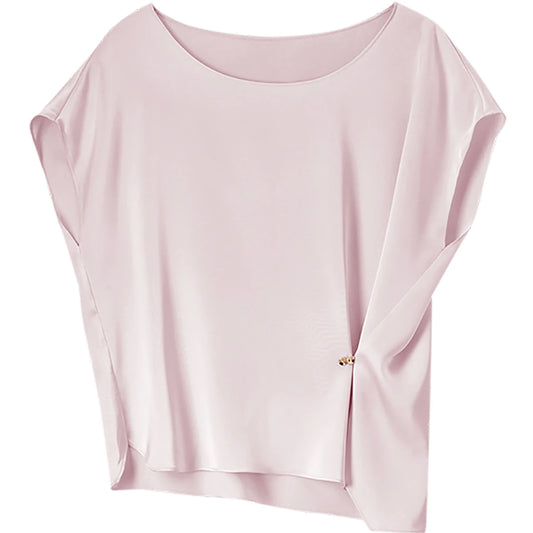 Draped Cap-Sleeve Blouse