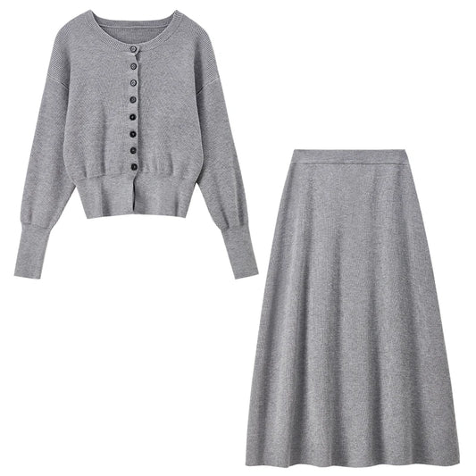 Cardigan and A-Line Skirt Set