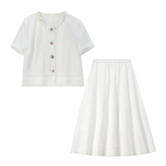 Short-Sleeve Top and Skirt Set