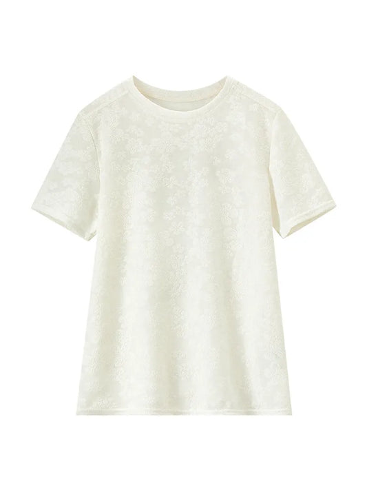 Floral-Textured Short-Sleeve Tee