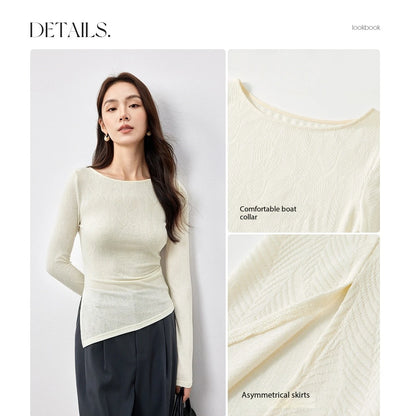Side-Ruched Long-Sleeve Top
