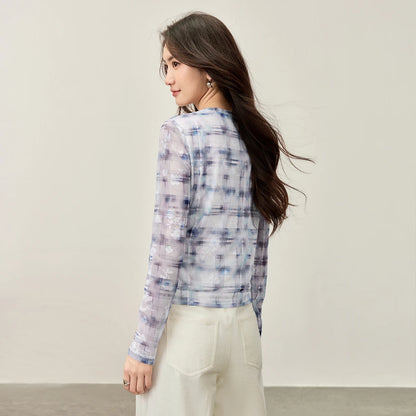 Check-Print Long-Sleeve Tee