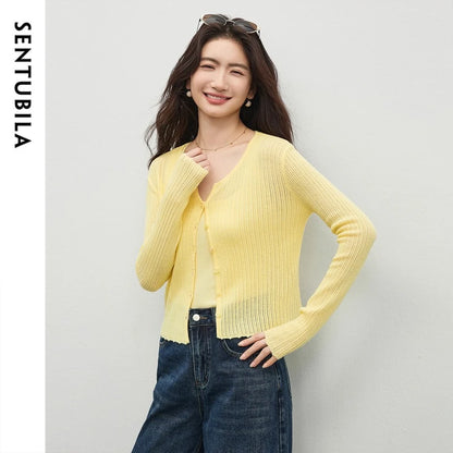 Ribbed V-Neck Cardigan