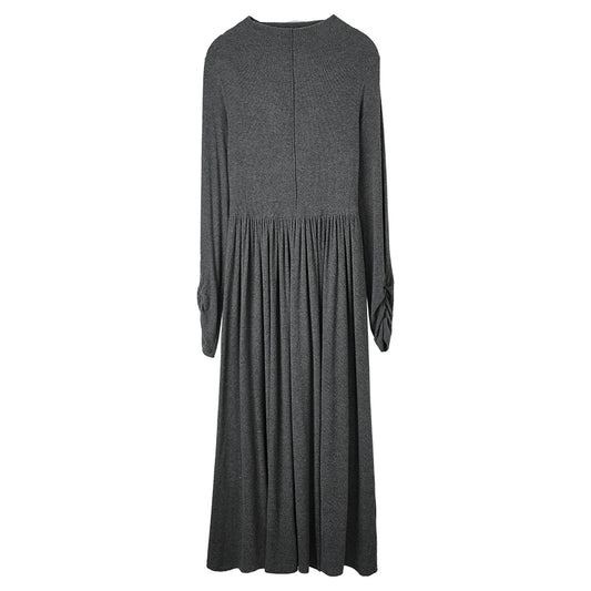 Gathered-Waist Long-Sleeve Dress