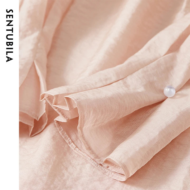 Ruffle-Neck Long-Sleeve Blouse