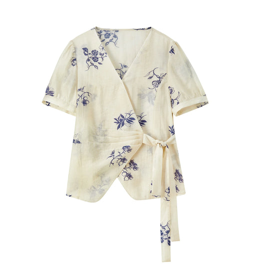 Floral Tie-Waist Blouse
