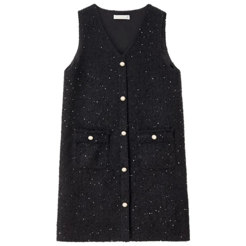 Button-Front Sleeveless Mini Dress