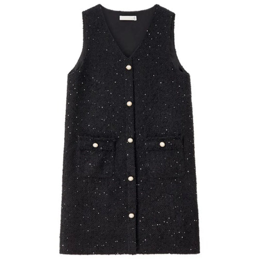 Button-Front Sleeveless Mini Dress