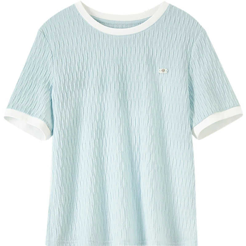 Textured Contrast-Trim Tee