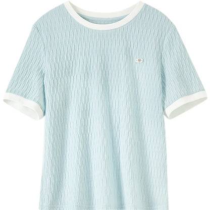 Textured Contrast-Trim Tee