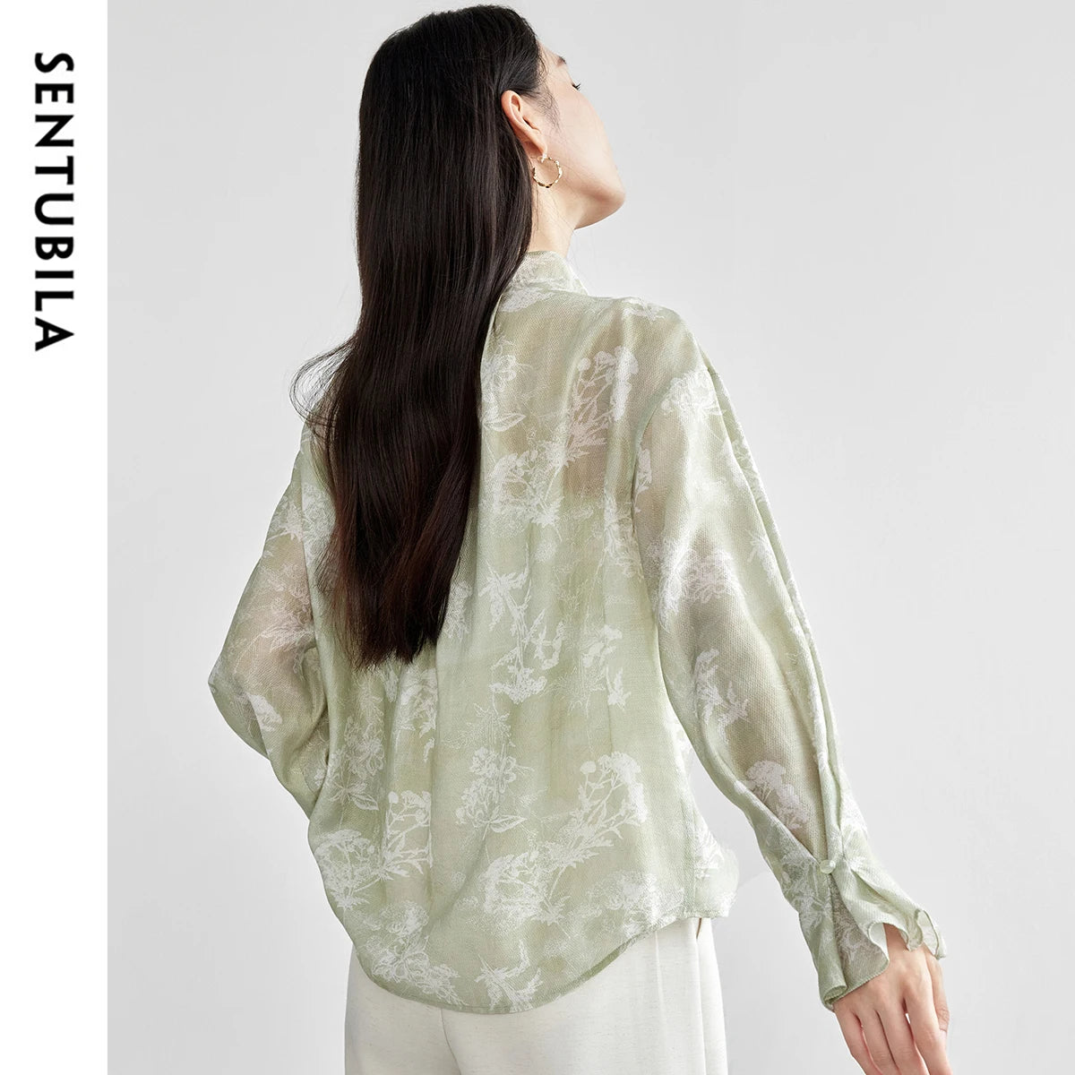 Floral Ruffle-Collar Blouse