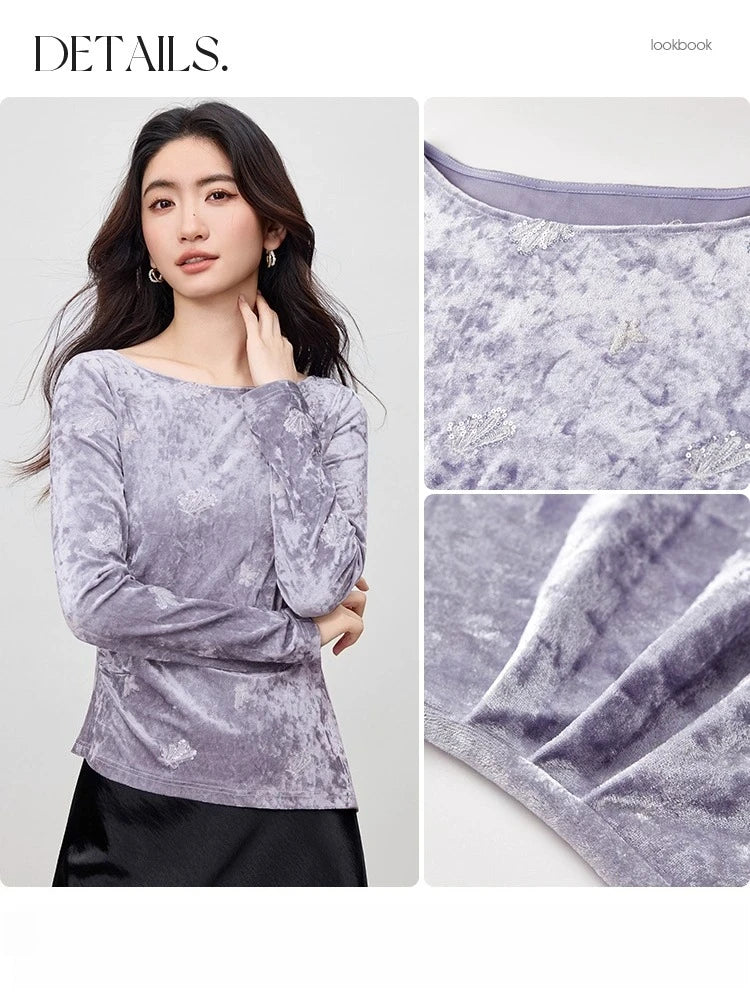 Draped-Neck Textured Top