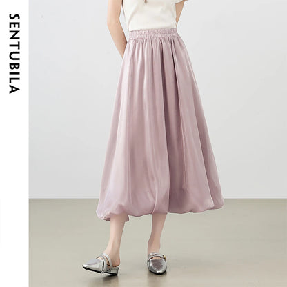 Gathered Bubble-Hem Skirt
