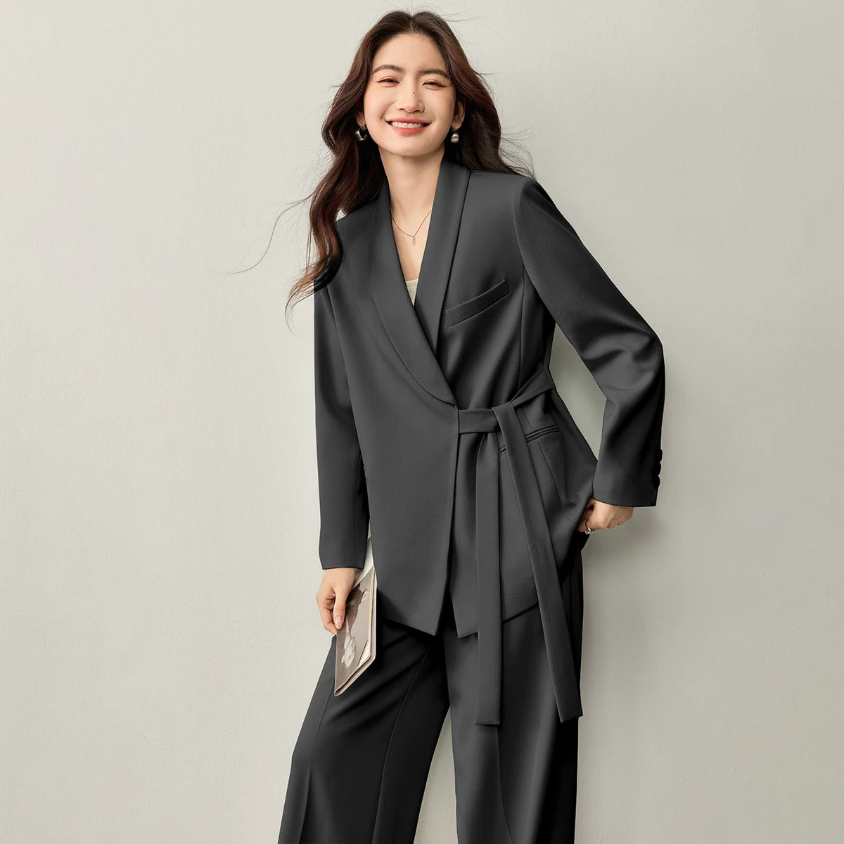 Tie-Waist Blazer and Pants Set