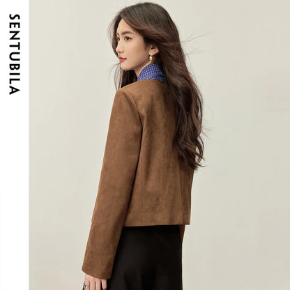Collarless Cropped Jacket