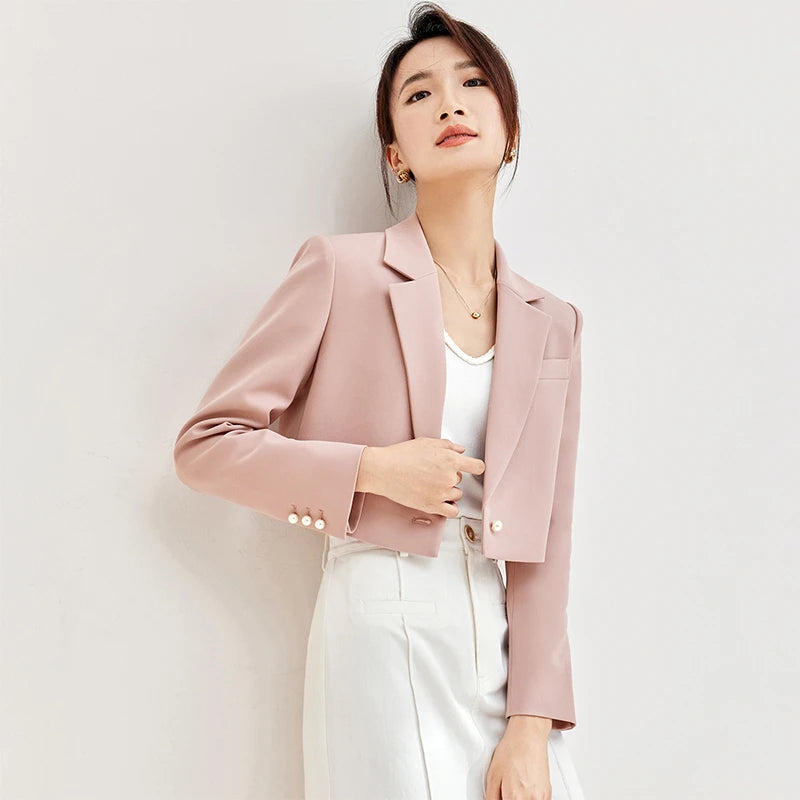 Cropped Notched-Lapel Blazer