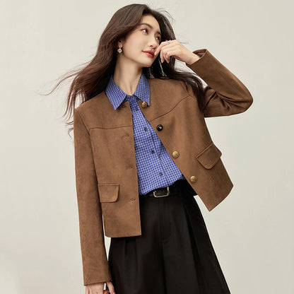 Collarless Cropped Jacket