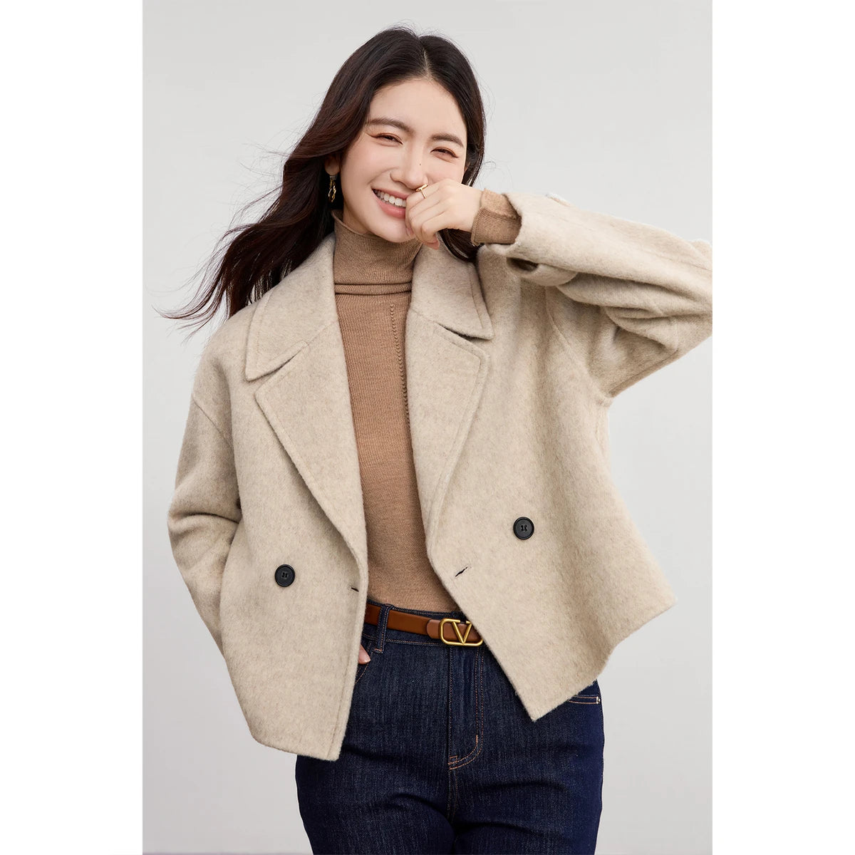 Double-Breasted Cropped Coat
